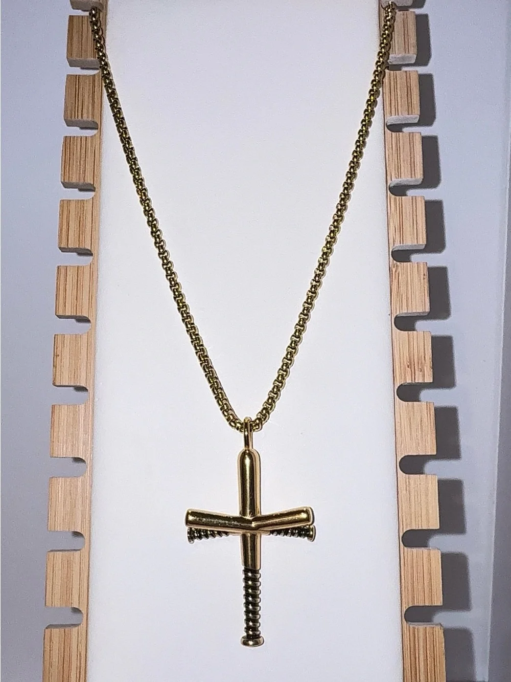 Men's Stainless Steel Gold-Tone Cross Pendant Necklace - Polished Gold